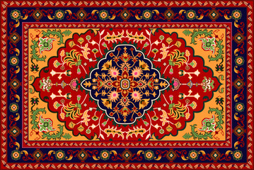 Persian carpet original design, tribal vector texture. Easy to edit and change just 16 colors by swatch window.