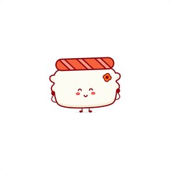 Cute simple sushi character illustration smile happy mascot logo kids play toys template
