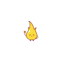 Cute simple fire character illustration smile happy mascot logo kids play toys template