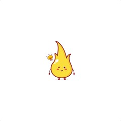 Cute simple fire character illustration smile happy mascot logo kids play toys template