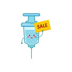 Cute syringe character illustration smile happy mascot logo kids play toys template