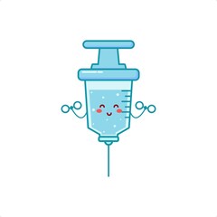 Cute syringe character illustration smile happy mascot logo kids play toys template