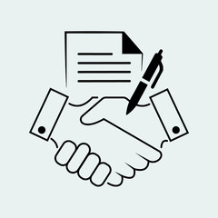 Business contract line icon. Handshake, partners, document. Business concept.