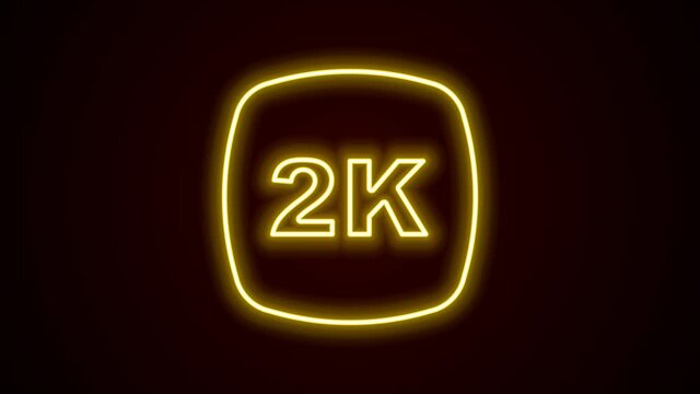 Glowing neon line 2k Ultra HD icon isolated on black background. 4K Video motion graphic animation