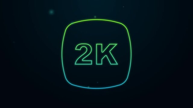 Glowing neon line 2k Ultra HD icon isolated on black background. 4K Video motion graphic animation