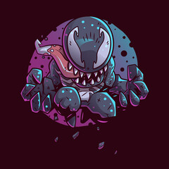 ILLUSTRATION OF VENOM SUITABLE FOR STICKER, ICON, T SHIRT AND RELATED BUSINESS