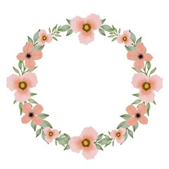 circle orange flowers frame for greeting card