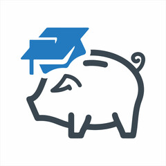 Education fund piggy bank icon. Vector and glyph