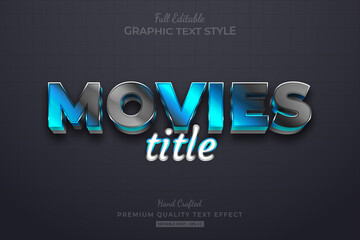 Fototapeta premium Movies Title Blue Black Elegant editable premium text effect font style