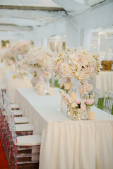 An elaborate table setting at a wedding reception