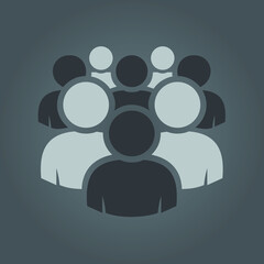 Illustration of crowd of people - icon silhouettes vector. Social icon.