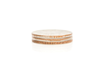 stacked coins isolated on white background.