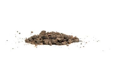 pile of soil isolated on white background.