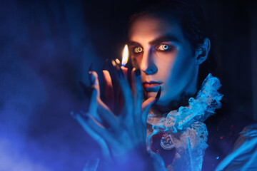 closeup of a vampire