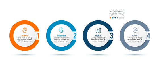 Business infographic  template with step or option design.