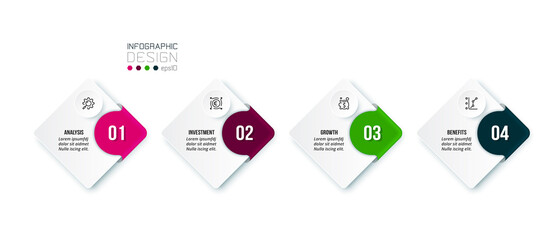 Business infographic  template with step or option design.