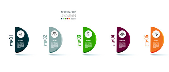 Business infographic  template with step or option design.