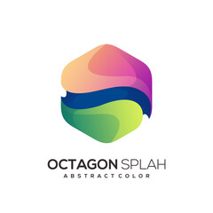 Octagon logo gradient abstract colorful illustration - obrazy, fototapety, plakaty