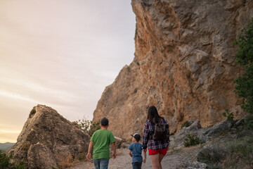 parent and child in the mountains