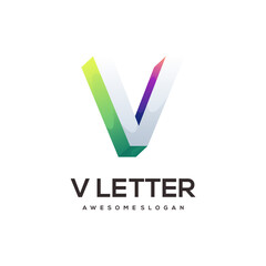 V letter logo gradient abstract colorful