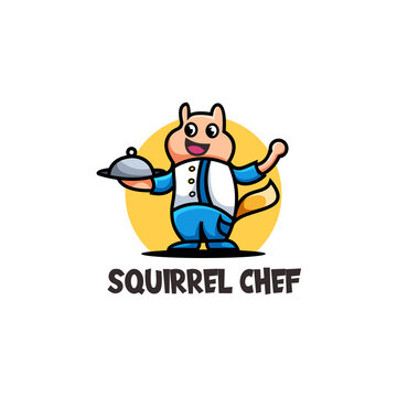 Squirrel chef cute logo illustration