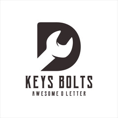 Keys bolts logo silhouette retro illustration