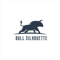 Bull logo silhouette retro illustration