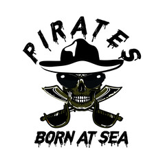Pirates born at sea slogan t shirt design
