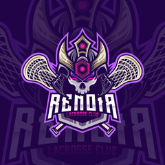 Samurai Head Mascot Logo Design Illustration For Lacrosse Club