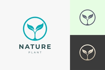 Clean and simple plant logo template for organic or agriculture