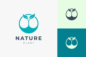 Clean and simple plant logo template for organic or agriculture