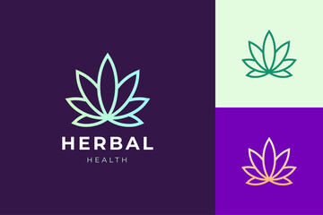 Cannabis farm or marijuana leaf logo for medical and pharmaceutical
