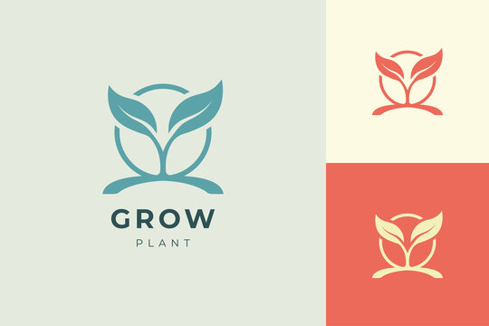Natural organic logo template with simple and clean plant shape