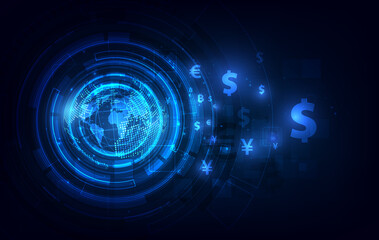 Money transfer. Global Currency. Stock Exchange. Stock vector illustration.