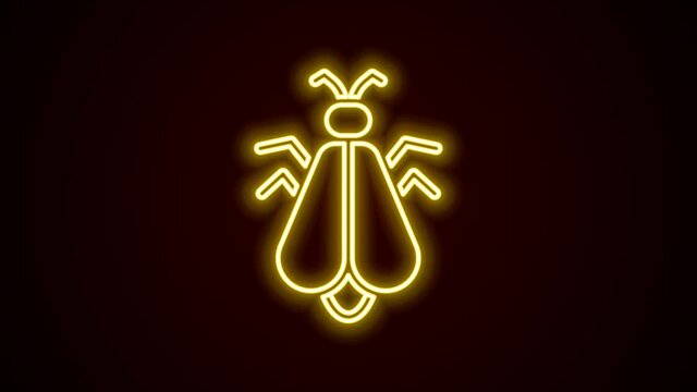 Glowing neon line Mosquito icon isolated on black background. 4K Video motion graphic animation