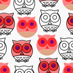 Seamless pattern with cute owls. Vector illustration.