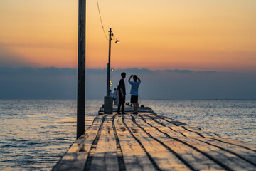 sunset at the port