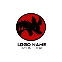 dragon or wyvern logo with black and red color
