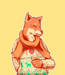 Fox coffee Illustration