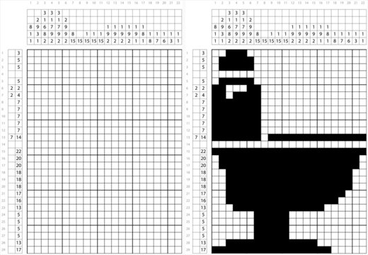 Western Seat Toilet Bowl Icon Nonogram Pixel Art M_2108001