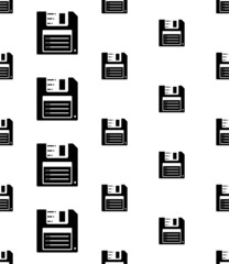 Floppy Disk Icon Seamless Pattern, Diskette, Flexible Magnetic Disk Storage