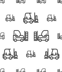Forklift Truck Icon Seamless Pattern, Industrial Truck Used For Moving And Lifting Material