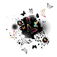 Fotobehang Abstraction multicolored butterflies. Paint spots. Vector illustration © Мария Неноглядова
