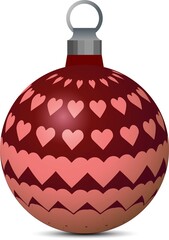 赤とピンクのハート模様のクリスマスオーナメント