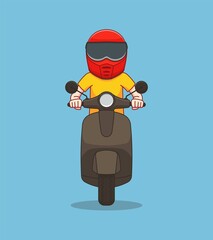 Man in helmet riding a scooter