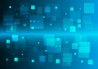 Abstract of blue geometric line and square connection engineering technology concept, vector background 