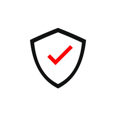 vector red tick inside the shield