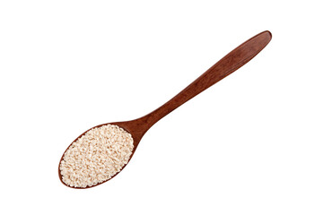 sesame seeds in a wooden spoon isolate