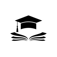 Graduated open book icon for web design isolated on white background