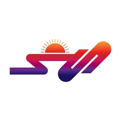 Vector image of a logo concept that says the sun symbolizes the rising sun